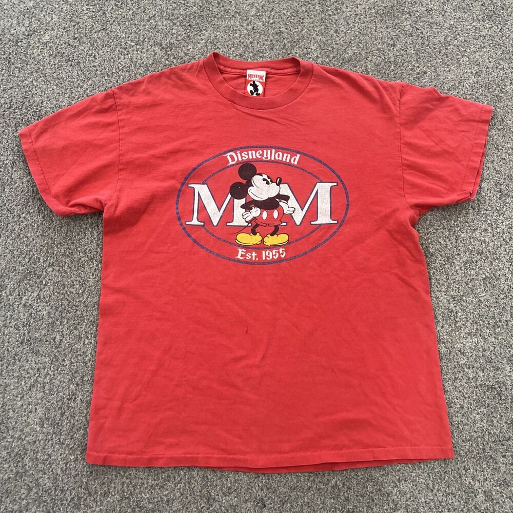 Vintage 90s Disneyland Mickey Red T-Shirt Made In Usa Single Stitch Size Large